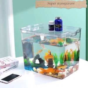 HD Transparent Ecological Fish Tank Aquarium Household Desktop Transparent Goldfish Tank Turtle Tank