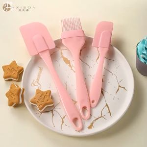 [ Ready Stock ] 3Pcs/set Silicone Spatula Heat Resistant Cookware Non-stick Pan Spatulas Spoon Scraper Kitchen Baking Tool 3件套 硅胶油刷蛋糕抹刀三件套烧烤油刷奶油烘焙工具