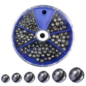205pcs Fishing Weights Sinkers Kit Lead Split Shot Fishing Line Sinkers 5 Sizes Removable Egg Lead Assortment Accessories