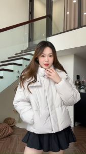 [Voucher 15% MOV 199K cap 100K Áo khoác phao dáng ngắn HeraDG thiết kế trần ngang mũ tháo rời bông trần 3 lớp siêu nhẹ ấm áp WJKBD4020