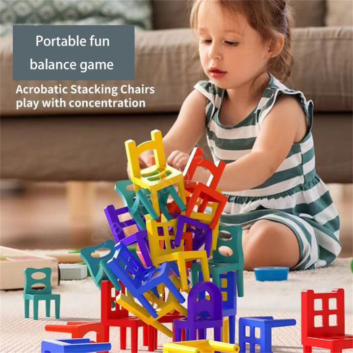 Balancing Chair Game, Stacking Chair Games with 48 Mini Chairs & Instruction Guide, New Family