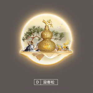 New Chinese Style Decorative Painting with LED Light Entrance Corridor Home Decor Landscape Artwork Pine Tree Welcome Guest