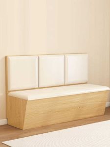 Minimalist Solid Wood Deck Sofa Storage Soft Bag Home Use and Commercial Use Dining Chair Wall Internet Celebrity Coffee Shop Milk Tea Shop