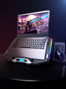(Cyclone PH) K9 Laptop Cooling Pad With RGB Lights 6 Fans Strong Quiet Cooler for 12-17 inch Laptop