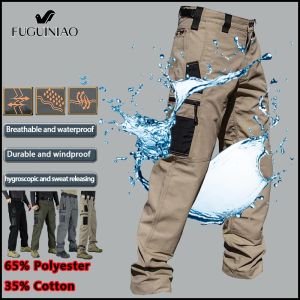 Mens Cargo Pants Multi Pockets Work Trousers Casual Tactical Pants Male Outwear Straight Autumn Winter Wear-resisting Trousers