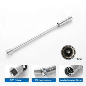 Spark Plug Socket Wrench Adapter 14mm16mm Set Universal Joint with Magnetic Flexible Socket Thin Wall 3/8" Drive Car Repair Tool