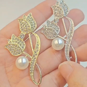 MD-C1325 Bros Cantik Elegan Motif Bunga Tulip Bros Jilbab Aksesoris Wanita Pria / Pin Baju Bros Jas