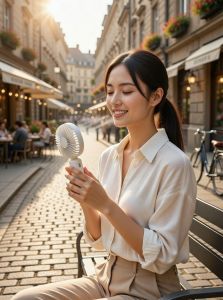 Portable Mini Fan 2-in-1 with Phone Stand – Rechargeable 3 Speed Cooling Fan USB Type-C Detachable Base