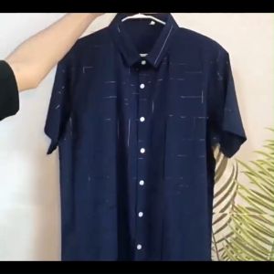 Men's Long-sleeved Shirt: Middle-aged Ice Silk Shirt & Casual Loose Striped Plaid