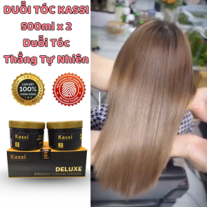 Kem duỗi tóc Kassi Deluxe 500ml x 2 2 hộp sản phẩm cho salon chuyên nghiệp duỗi tóc thẳng tự nhiên mềm mượt