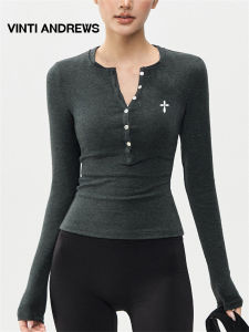 Slimming Henry Collar Long Sleeve Yoga Shirt Women