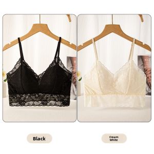 miiow | White Lace Crop Top Womens Camisole Vest With Chest Pad Short Style Base Layer Tube Top Inner Wear Not Need To Wear Bra