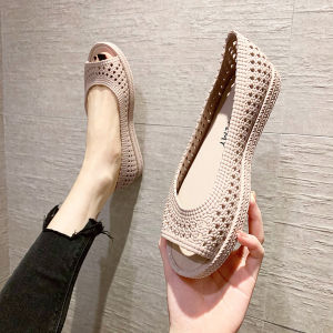 Dép Nhựa Đế Dày Đế Mềm Thoải Mái Cho Bà Bầu Dép Xỏ Ngón Mùa Hè Chống Trượt Mũi Cá Hở Lưới Dép Y Tá Thời Trang Thường Ngày