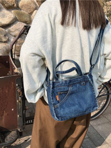 Womens Canvas Bag K-style Casual Niche Style Trendy Mini Jean Bag All-Matching Handbag Internet Celebrity Canvas Shoulder Bag