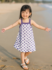 【พร้อมส่งจากกรุงเทพ】🚀ชุดเดรสเด็กผู้หญิง ไม่มีแขน ลายดอกไม้ ลายจุด เดรสเด็ก ไปเที่ยวทะเล 2-12 ปี