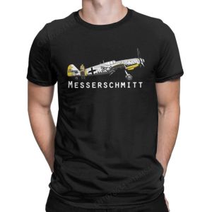 Funny Messerschmitt BF 109 T-Shirt for Men Cotton T Shirts Fighter Plane WW2 War Pilot Aircraft Airplane Tees 4XL 5XL Clothing