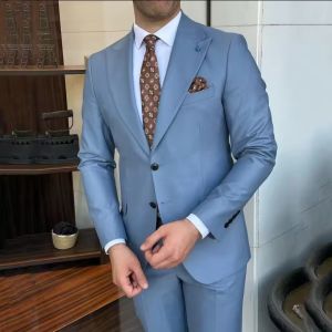 2 Piece Wedding Men Suits Set Formal Single Breasted Notch Lapel Male Suit Slim Fit Daily Smart Causal Office Wedding Tuxedos