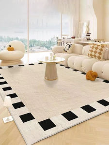 Simple Creamy Style Carpet Anti-Slip Living Room Tea Table Mat Luxury Home Use for Hall Bedroom Autumn Winter Rectangle Rug