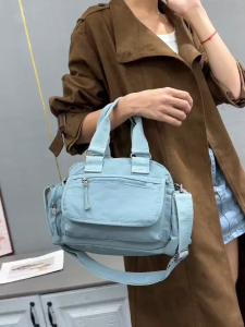 HANKE Multi-Pocket Casual Sling Bag – Lightweight Cotton Nylon Crossbody Handbag with Adjustable Strap