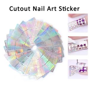 Ardour 12PCS 24pcs Hollow Nail Sticker Stylish Self-adhesive Manicure Sticker Nail Art Accessory Printing Template DIY