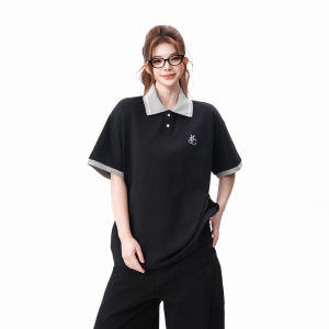 BWKA | Casual Collegiate Style Contrast Collar Slim-fit Letter Embroidery Polo-shirt