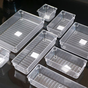 Rectangular Transparent Plastic Box without Lid Large Household Storage Box Small Size Medium Square without Lid