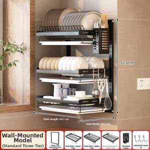 BANGJIE | Wall-mounted Double Layer Drying Utensil Rack