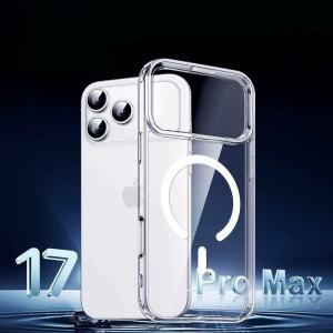 Transparent phone protective case for iPhone 17 series featuring anti-drop shatterproof and magnetic functions