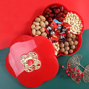Chinese Style Plastic Fruit Tray Candy Box Storage Container for Tea Table Snacks Display And Year-End Celebration Decor