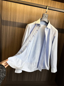 Áo Sơ Mi Dài Tay Dày Lót Lông Cừu BB Thời Trang Doanh Nhân Thu Đông Dày Dặn Có Viền Cổ Bẻ Áo Sơ Mi Thường Ngày Màu Trơn