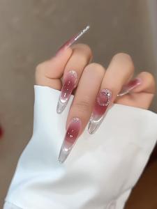 Nhựa Móng Tay Dài Thủ Công Mới Móng Vuốt Mèo Trong Suốt Màu Hồng Nhựa Móng Tay Đeo Chất Liệu Nhựa Nhựa Móng Tay Dài