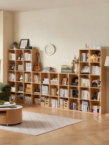 YUANSHI YUANSU | Solid Wood Freestanding Living Room Wall Bookcase Display & Storage