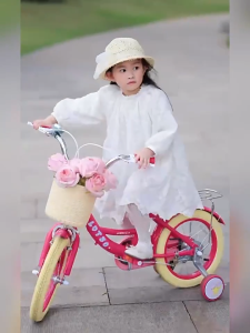 Kids Bike 12 16 18 Inch High Carbon Steel Frame with Training Wheels Full Mudguards Butyl Inner Tires Professional Alloy Parts Anti Rust Gift for Boys Girls