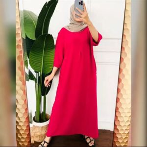 Gamis Cringkle Jumbo 3/4 Dress Midi Cringkle Airflow busui