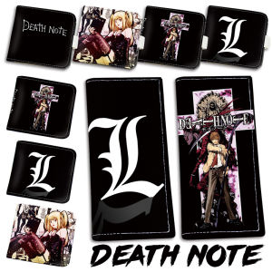 Anime Peripheral Death Note Short Wallet Deathnote Night Moon L Misa Amane Checkerboard Grid Canvas Bag Bunches