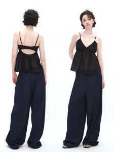 Adjustable Thin Black Summer Vest Empty Page Womens Fashion Casual Sleeveless Top Elastic Bandage Versatile Single Piece