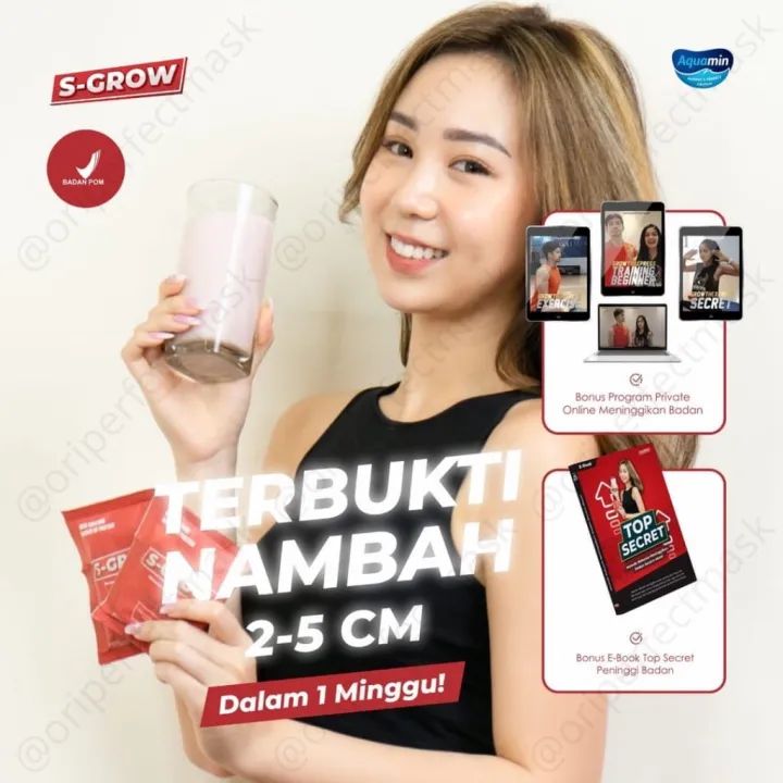 S-Grow Susu Peninggi Badan Terbaik. Baik Untuk Remaja & Dewasa 1 Box Berisi Susu Kalsium Murni Peninggi Badan