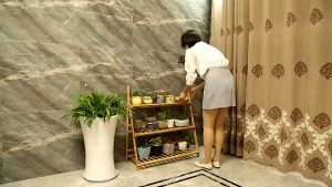 Bamboo Plant Rack Desktop Folding Flower rack Bmaboo Wood/Black 50/70/100CM Simple Desktop Plant Rack