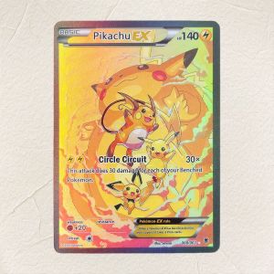 M&G | English Pikachu EX 008/002 DIY Holographic Foil Texture Card Perfect Condition Premium Anime Collection Card