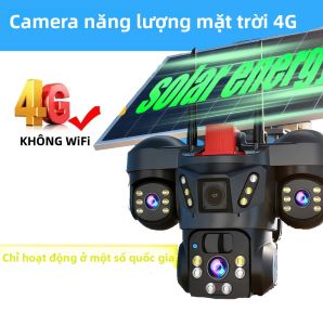 Camera Giám Sát An Ninh Ngoài Trời V380 Pro WiFi Năng Lượng Mặt Trời Zoom Kỹ Thuật Số 10X Hỗ Trợ Thẻ SIM 4G Màn Hình Ba Chiều Không Dây