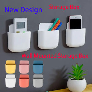 New Wall Mounted Storage Box Mobile Phone Plug Holder Stand Rack Remote Control Storage Organizer Case For Air Conditioner TV——+