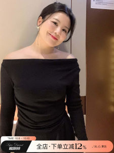 Mole Large Size Knitted Base Shirt One Shoulder Irregular Design Casual Slim Fit Long Sleeve V Neck Autumn Winter New Arrival