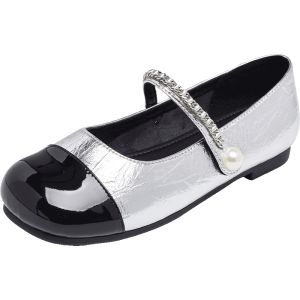 Agsdon | Silver Elegant Mary Jane Flats for Pregnant and Driving