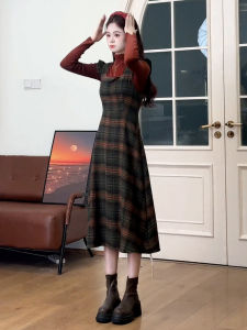 Plaid Halter Dress Set Womens Autumn 2025 New Inner Miu Style Long Skirt Sweet Japanese Style Polyester Fiber A-Line Skirt
