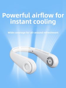 Portable Neck Fan Wireless Mini USB Rechargeable Leafless Fan Lightweight Dormitory Lazy Persons Cooling Neck Fan