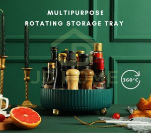 JD Home 🇲🇾 [Ready Stock]❤ Multipurpose 360° Rotating Storage Tray Seasoning Storage Cosmetic Storage Space Large Storage Container Anti Slip Plate Kitchen Turntable Round Kitchen Storage Bedroom Dressing Table Storage Save Space/ 旋转调味料收纳盘