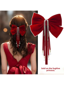 Red Butterfly Knot Hair Accessories for Brides Evening Dresses Wedding Drunken Servings Womens Fashion Ethnic Style Hairpins