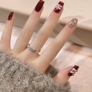 CHUBEISHI | Red Handmade Short Winter Chinese Style Nail Stickers