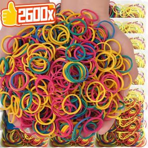2600xHigh Elastic Multicolour Rubber Band O Rings Stretchable Latex Bands for School Home Office Stationery Fastener Supplies