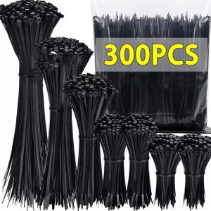 300/100Pcs Self-locking Plastic Nylon Ties Detachable Cable Cord Ties Straps Fastening Loop Reusable Wire Ties For Home Office